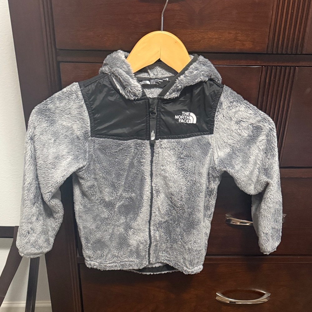 The North Face Kids Black and Gray Fleece Hooded Jacket